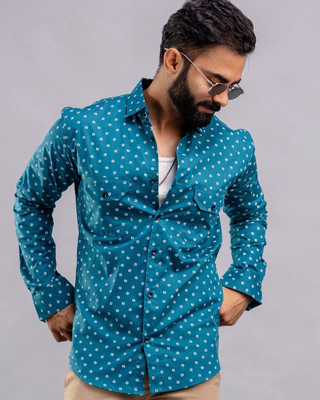 Surhi Men Printed Casual Blue Shirt