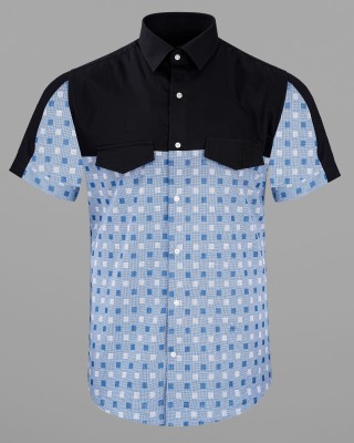 french crown Men Printed Casual White, Blue, Grey Shirt