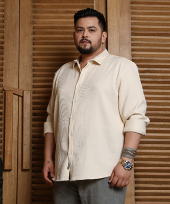 Instafab Plus Men Solid Casual White Shirt