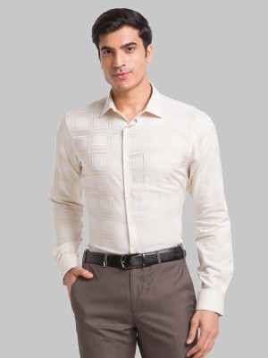 PARK AVENUE Men Checkered Casual Yellow Shirt