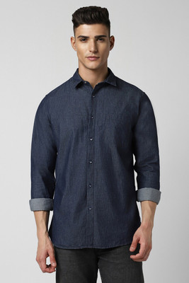 VAN HEUSEN Men Solid Casual Dark Blue Shirt