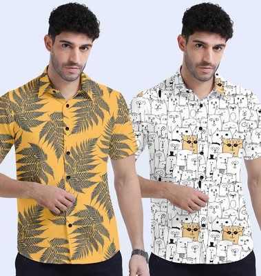 CHENECLOTH Men Printed Party Multicolor Shirt(Pack of 2)