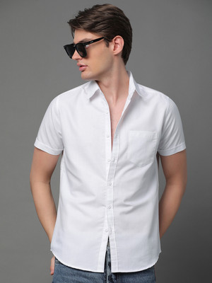 Voroxy Men Solid Casual White Shirt