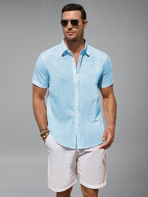 Univibe Men Solid Casual Light Blue Shirt
