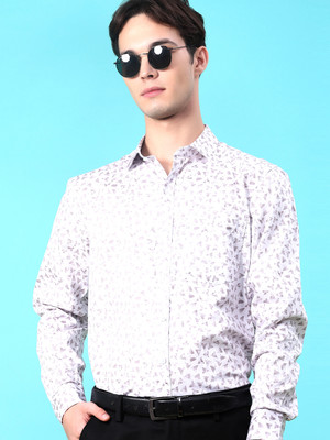 V-MART Men Printed Formal White Shirt
