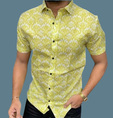 ISUEL FAB CREATION Men Printed Casual Yellow Shirt