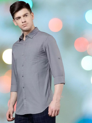 StellLIFESTYLE Trend Men Solid Casual Grey Shirt