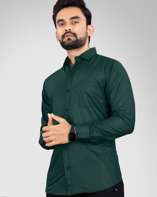 NIVICK Men Solid Formal Dark Green Shirt