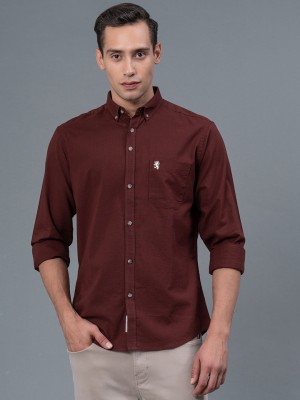 Red Tape Men Solid Casual Maroon Shirt