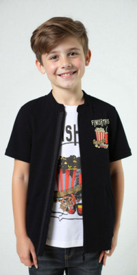 Charchit Boys Printed Casual Black Shirt