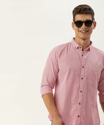 Mast & Harbour Men Striped Casual Red Shirt