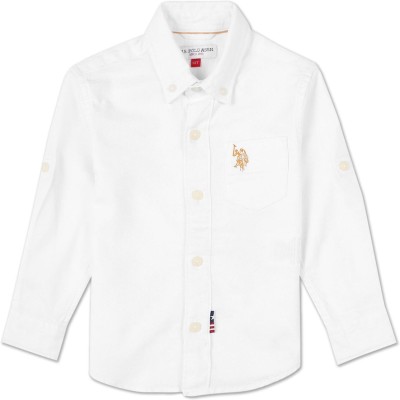 U.S. POLO ASSN. Baby Boys Solid Casual White Shirt