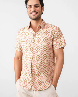 Dev Men Printed Casual White Shirt