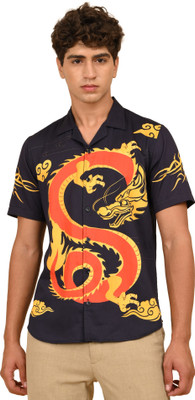 Art Reaalm Men Printed Casual Dark Blue Shirt