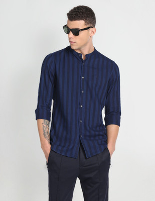 FLYING MACHINE Men Striped Casual Blue, Black Shirt