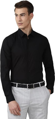 FAVNIC Men Solid Casual Black Shirt