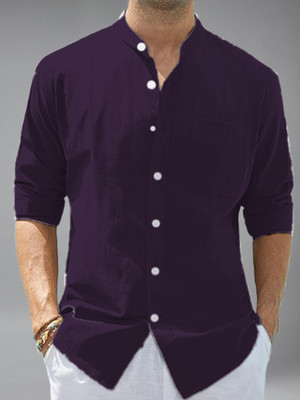 BHUVIKOO Men Solid Casual Purple Shirt