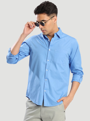 iVOC Men Solid Casual Blue Shirt
