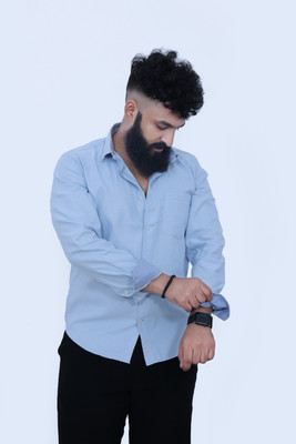 Chameleon Couture Men Solid Formal Light Blue Shirt