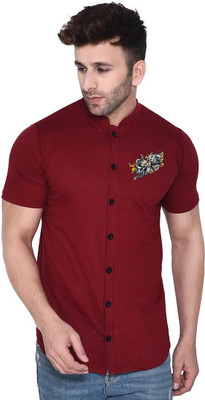 tfurnish Men Solid Casual Maroon Shirt
