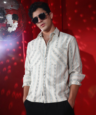 CAMPUS SUTRA Men Striped Casual White Shirt