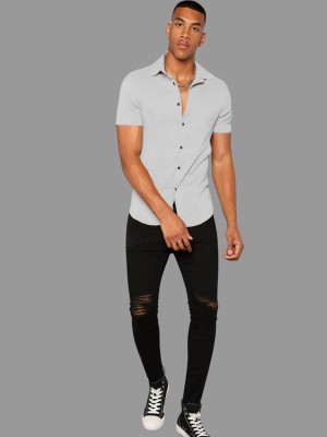 KHANJAN FASHION Men Self Design, Checkered Party White Shirt
