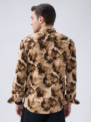 VASTRADO Men Printed Casual Beige Shirt