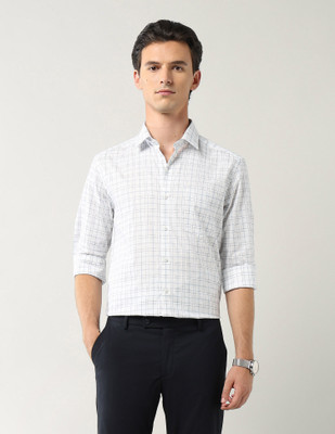 ARROW Men Checkered Formal White Shirt