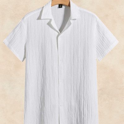 SHIRTWALA Men Self Design, Striped Casual White Shirt