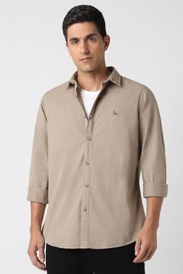 VAN HEUSEN Men Solid Casual Beige Shirt