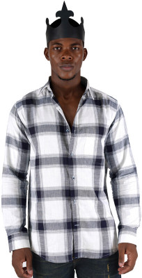 HOC Men Checkered Formal White Shirt