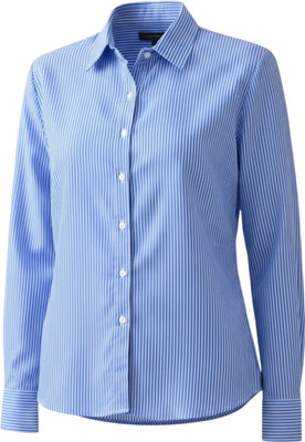 FUBACK Women Striped Casual Blue Shirt