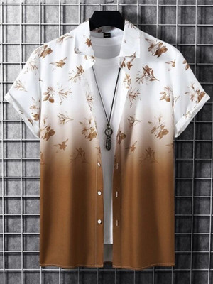 Radha Krishna Fashion Men Printed Casual Brown, White Shirt