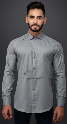 FURBO Men Solid Casual Grey Shirt