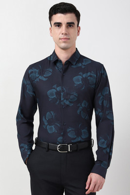 PETER ENGLAND Men Printed Formal Dark Blue Shirt