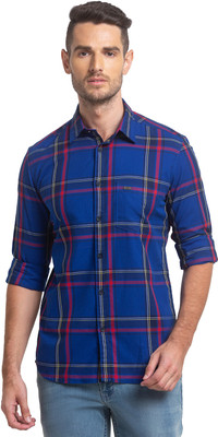 PARX Men Checkered Casual Blue Shirt