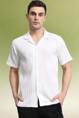 A Dearise Trend Men Solid, Self Design Casual White Shirt
