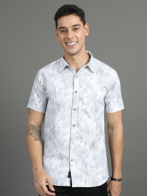 CAZZBA Men Printed Casual Grey Shirt