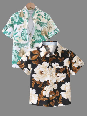 KILLER Boys Printed Casual Black Shirt(Pack of 2)