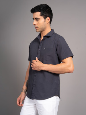 GRANDSTITCH Men Solid Casual Black Shirt