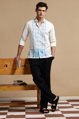 Eszett Men Printed Casual Blue Shirt