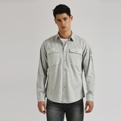 Pepe Jeans Men Solid Casual Grey Shirt