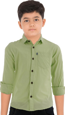 AIDAN PAUL Boys Solid Casual Green Shirt