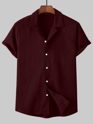 KHANJAN FASHION Men Self Design Casual Maroon Shirt