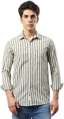 Klub Fox Men Striped Casual Green Shirt