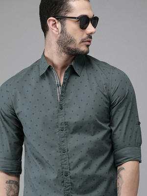 Roadster Men Printed Casual Grey Shirt