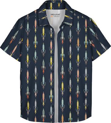 Hellcat Boys Printed Casual Blue Shirt