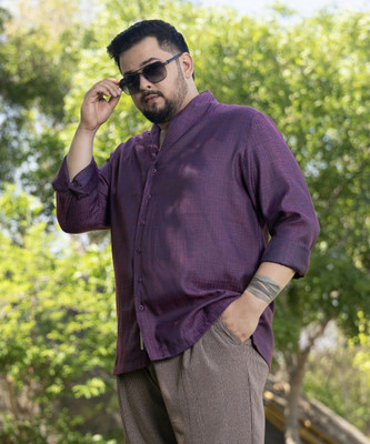Instafab Plus Men Self Design Casual Purple Shirt
