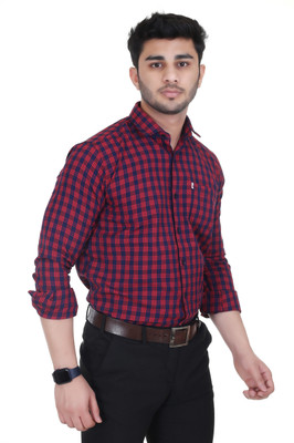 Arthz Fashion Trend Men Checkered Casual Red, Blue Shirt