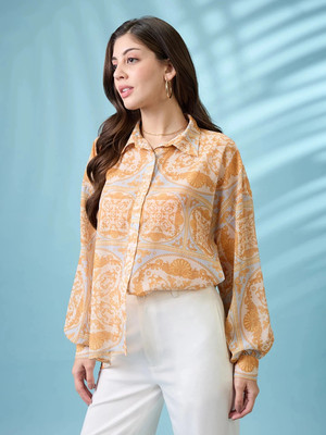 Globus Women Printed Casual Yellow Shirt